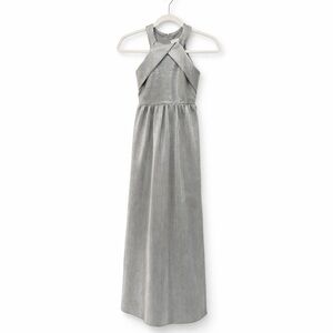 Rare Editions Silver Halter Kids Maxi Dress